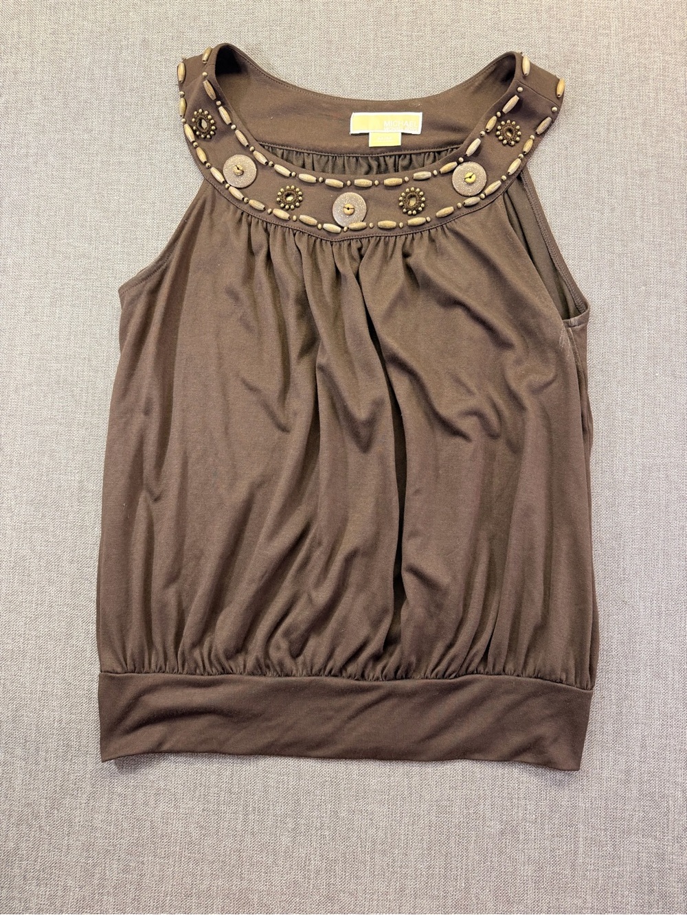 Michael Kors Brown Embellished Sleeveless Top Size Medium - Picture 1 of 7